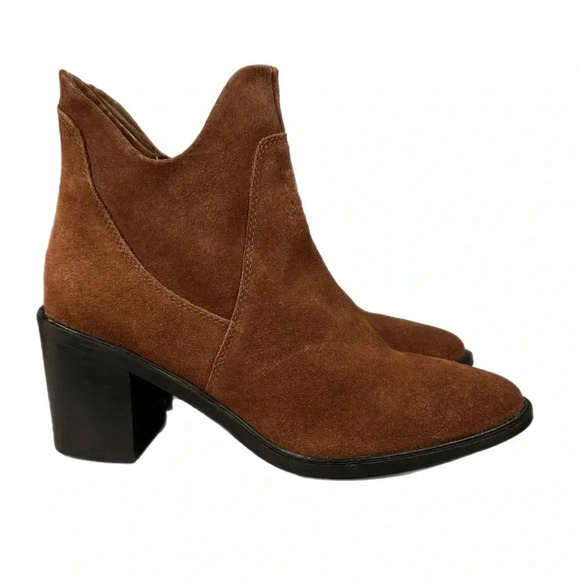 New Seychelles Pretty Little Bird Suede Cognac Brown Boots Fashion Booties Sz 8 - Picture 4 of 16